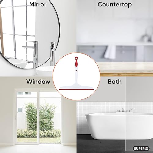 Miniatura 6 de Superio Escobilla de goma, paquete de 2, escobilla multiusos sin rayas, mango de agarre cómodo y gancho para colgar (azul y rojo, 10 pulgadas, 2