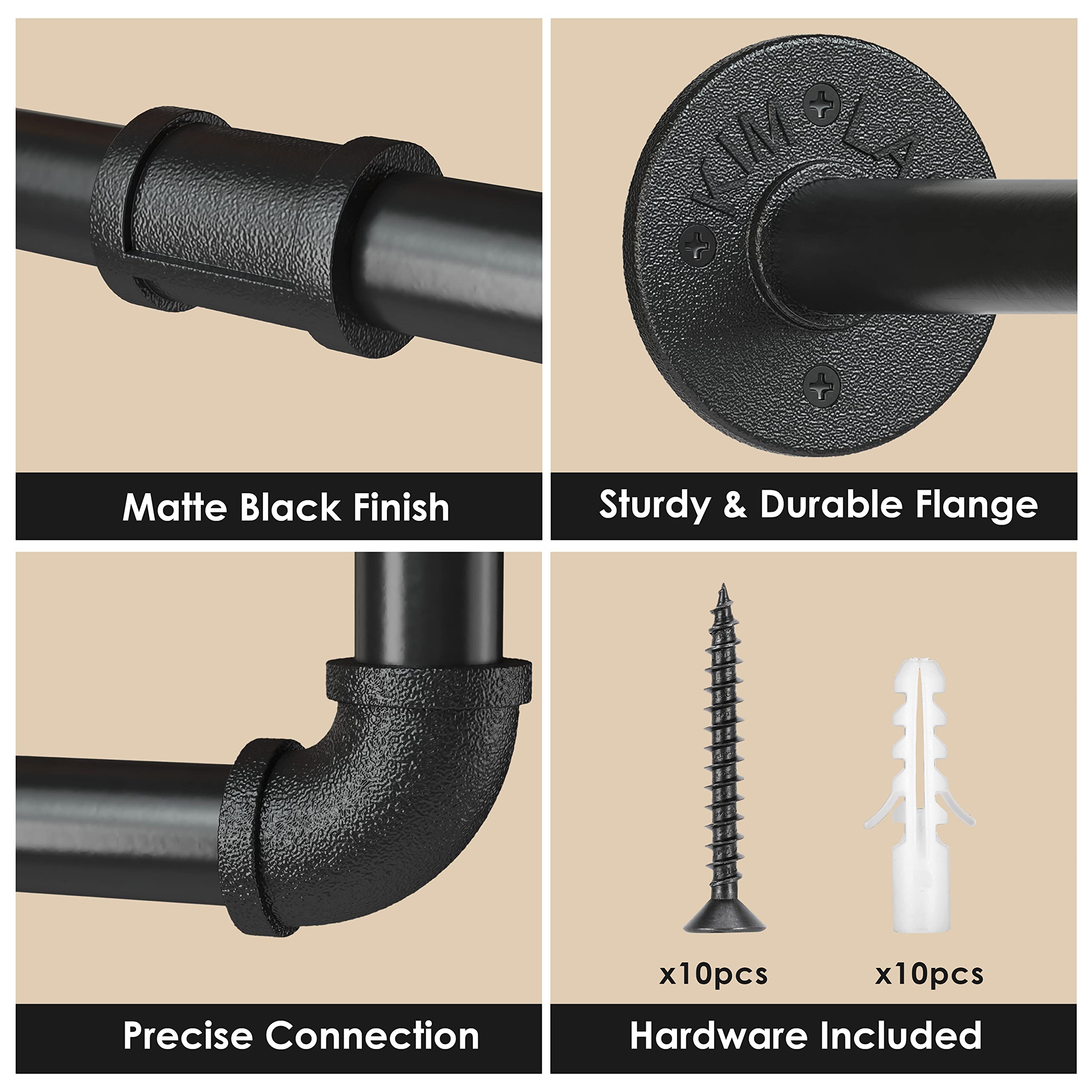 ulspeed clothes rack UlSpeed Clothes rack, 38.4in Wall Mounted Industrial Pipe Clothing Rack, Garment Rack Space Saver Hanging, Heavy Duty Detachable Racks, Multi-Purpose Hanging Rack for Closet, 1 Pack