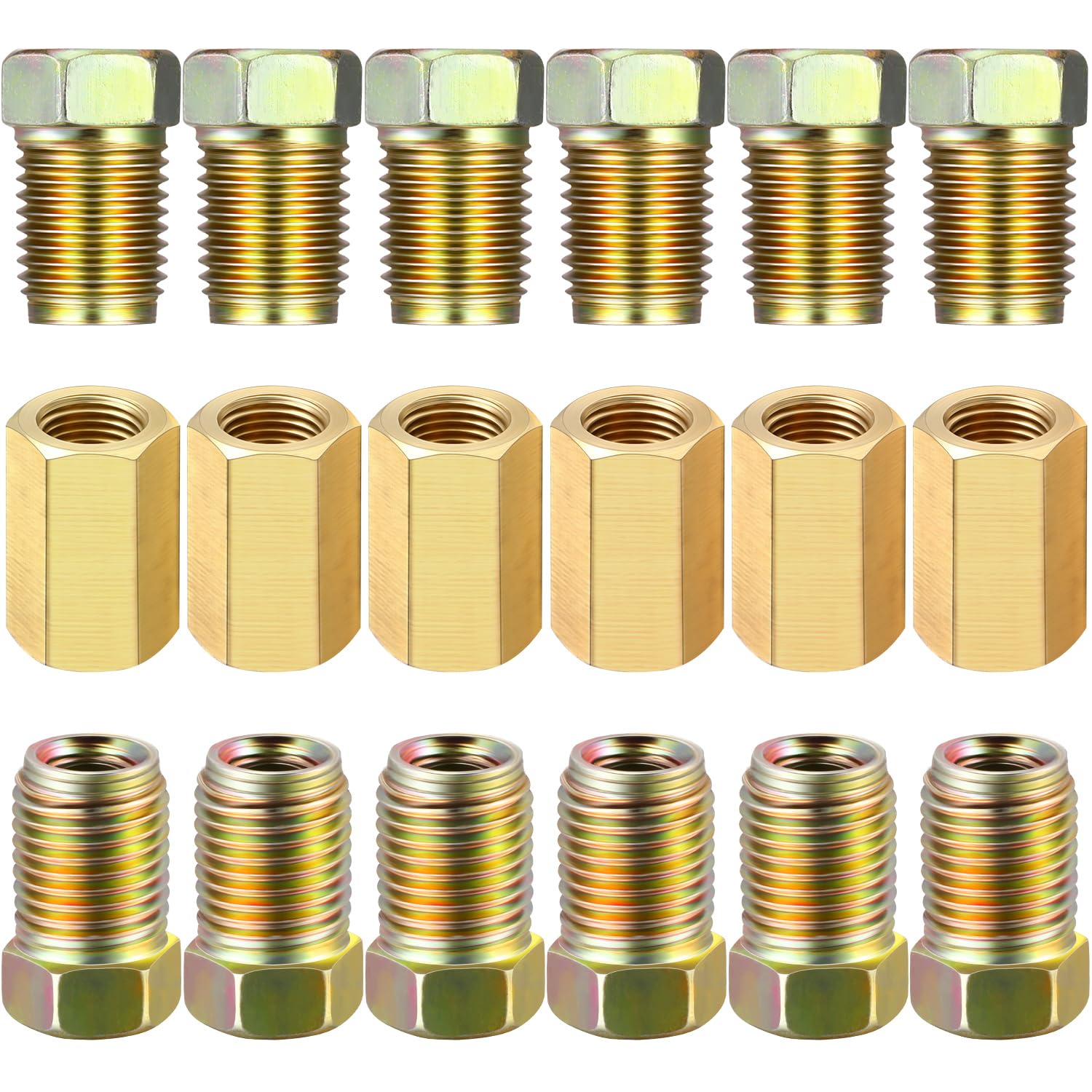 Frienda 18 Pieces 3 8 Inch-24 Threads Brake Line Fittings Assortment for 3 16 Inch Tube 6 Unions