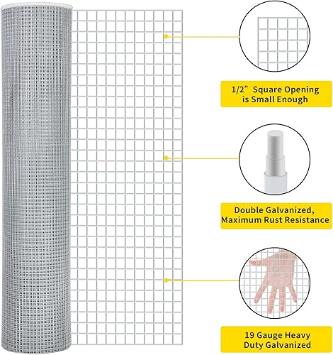 Miniatura 3 de Malla de alambre galvanizado de tela de hardware galvanizado de 48 pulgadas x 50 pies, calibre 19, valla de alambre galvanizado resistente