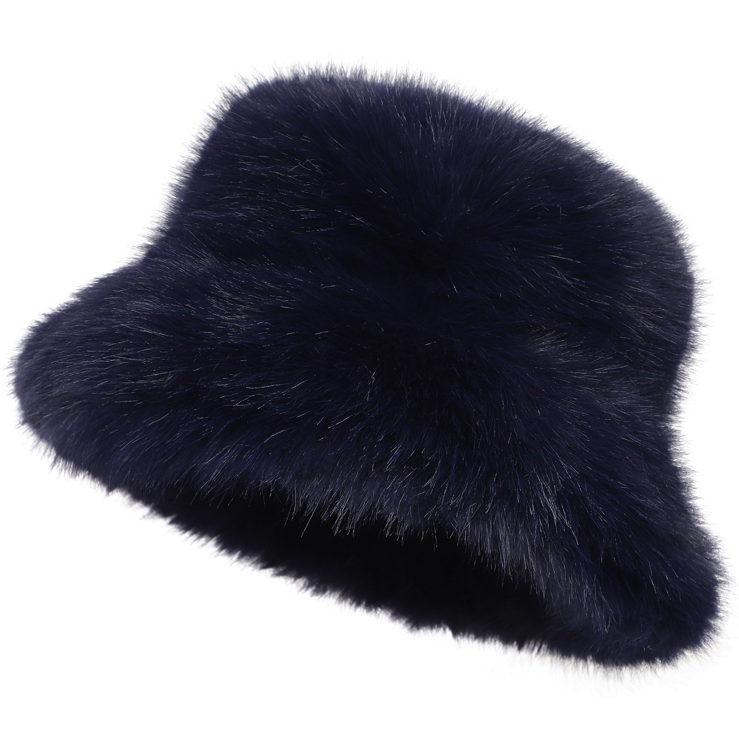 LA CARRIE Women's Fuzzy Wide Brim Faux Fur Bucket Hat Winter Warmer Fisherman Cap