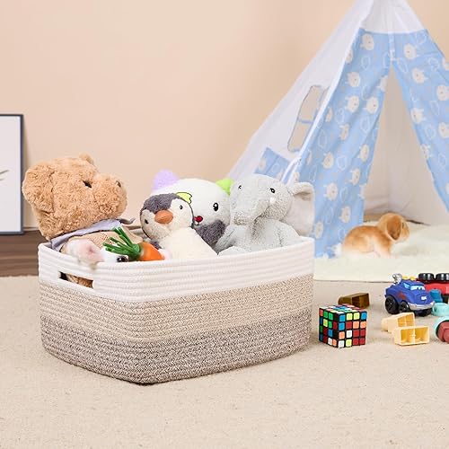 Miniatura 50 de Cestas grandes de almacenamiento para estantes, organizadores de armario, para ropa, manta, toallas, guardería, caja de juguetes, cestas de cuerda