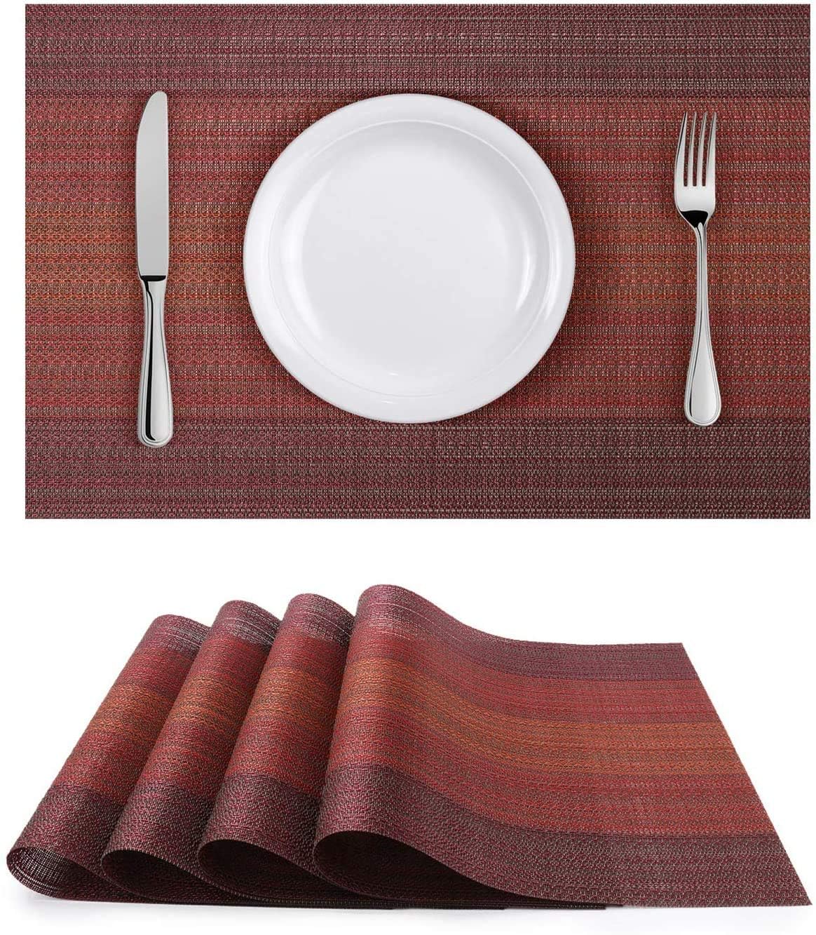 PVC Placemats Set – Heat-Resistant, Washable Placemats for Dining Table – Non-Slip Kitchen Table Mats, Easy to Clean Tabletop Protection for Indoor & Outdoor Use (4, Orange) — Amazon image 11