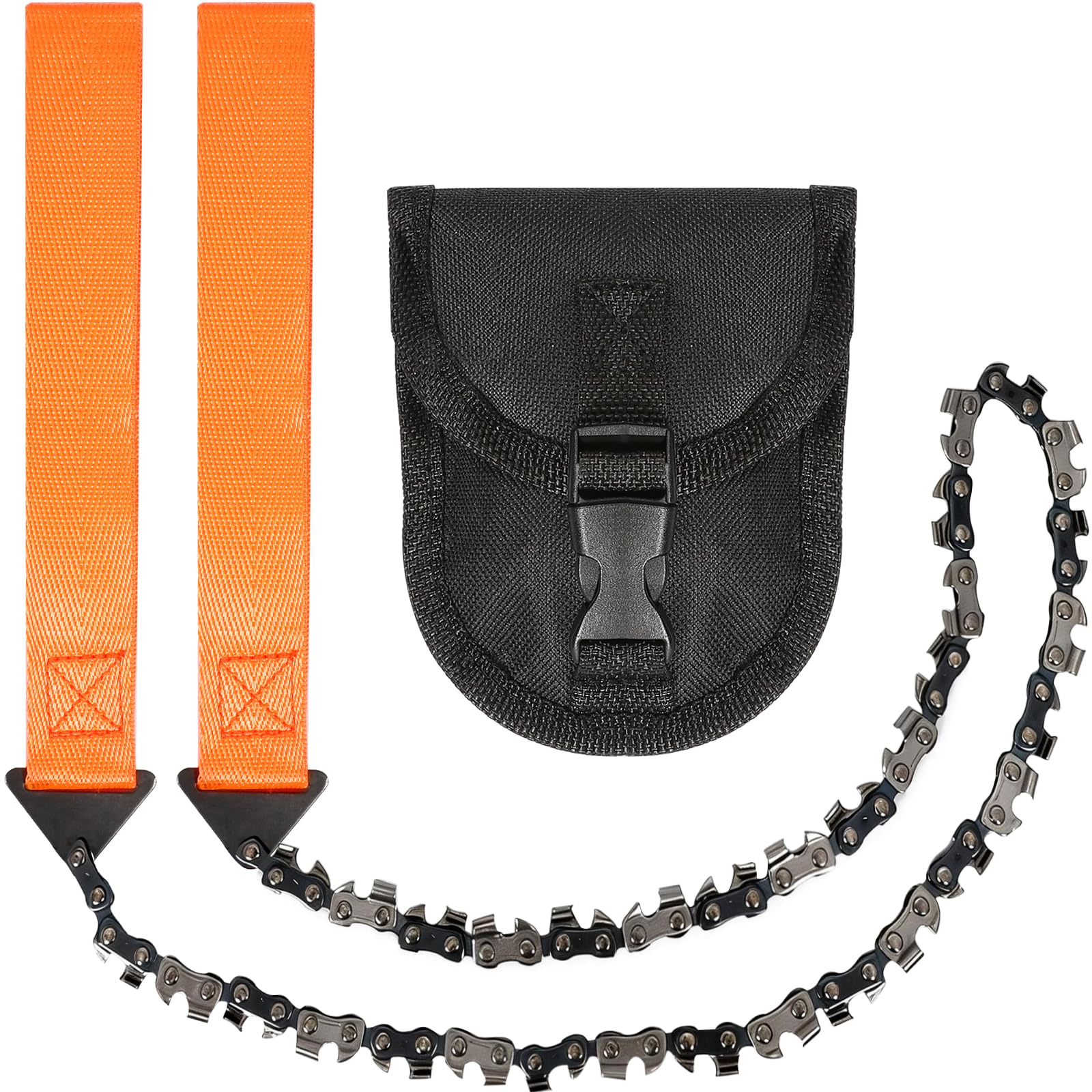 33 Zähnen Handkettensäge, ANVINKU 65,5 cm Hand Kettensäge mit Gürteltasche, Seilsäge Survival Ausrüstung, Carbonstahl Handsäge für Survival, Camping & Outdoor