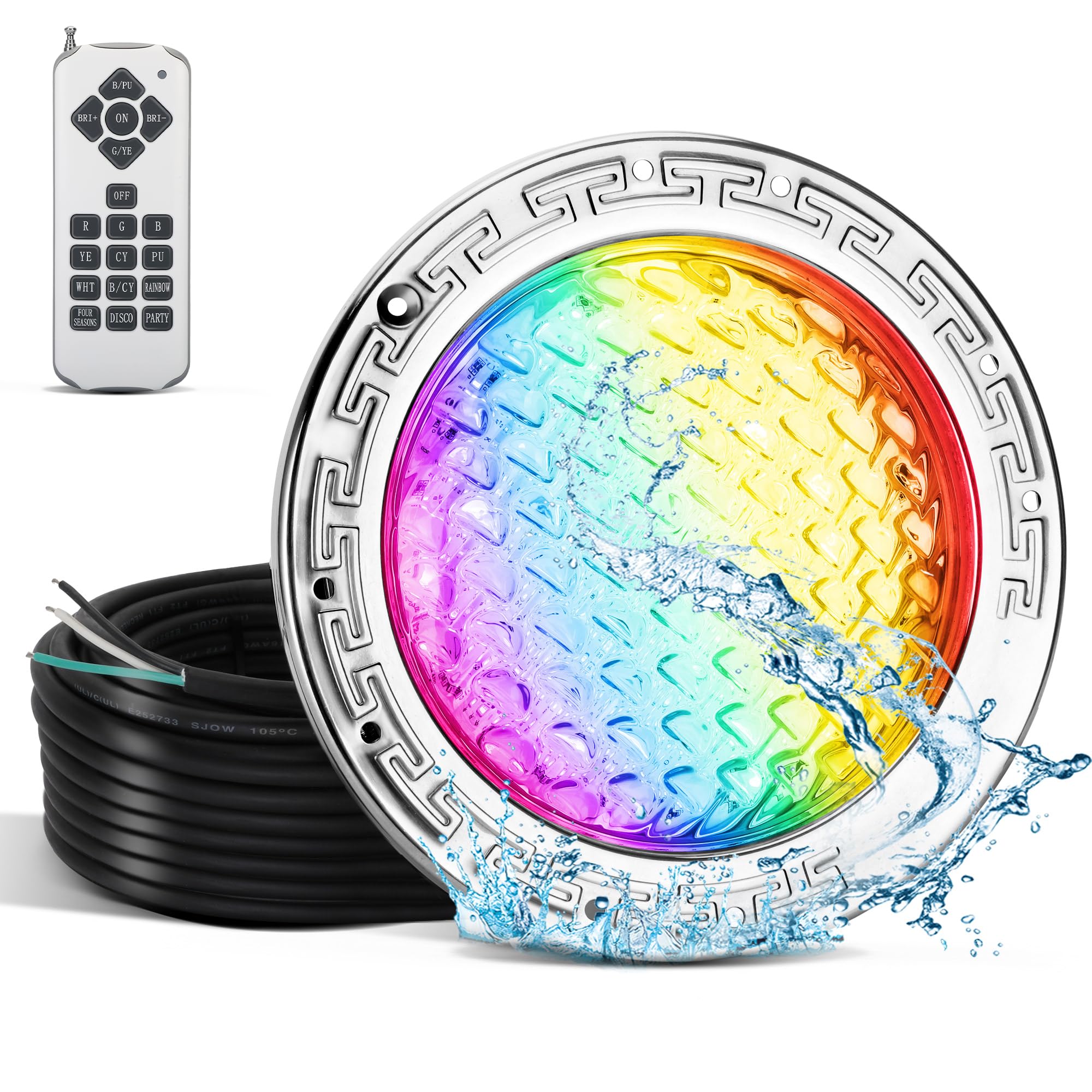 5G 10 Inch AC 12V Pool Light, 10 Inch RGBW led Pool Lights, 12V Pool Light for Inground Pool with 100 Foot Cord for 10 inch Wet Niche, UL Listed with Remote Controls and Full Instructions (SH101100).