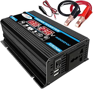 KKmoon Inversor de onda senoidal modificado de alta frequência 4000W Peak Power Watt Power Inverter Conversor DC 12V para AC 110V Inversor carregador de energia para carro com porta USB 2.1A clipes d
