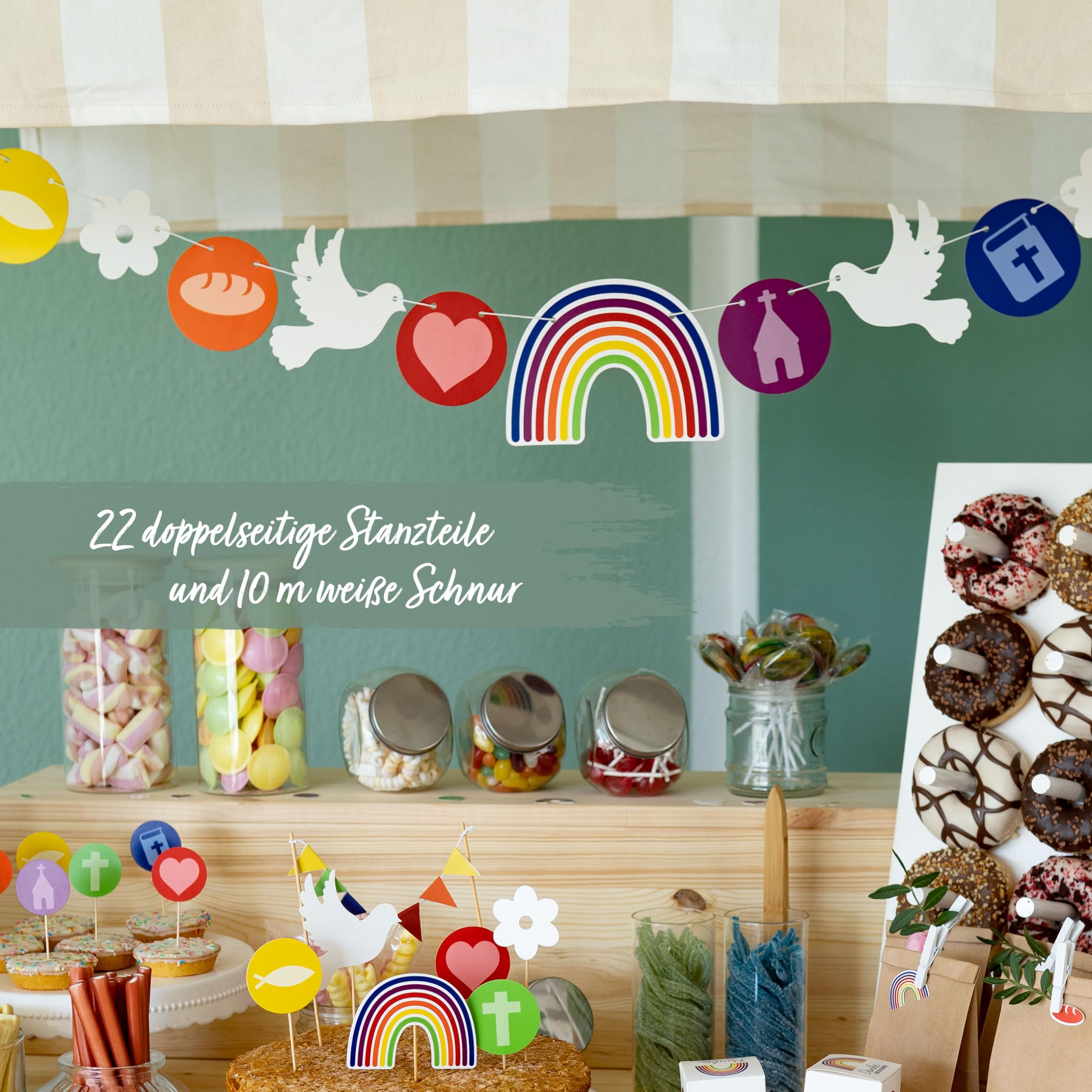 Papierdrachen, Festive garland for DIY, great decoration for christening communion, confirmation - Image 3