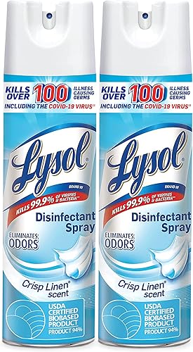 Miniatura 1 de Lysol - Espray desinfectante lino crujiente 19 oz Paquete de 2 el embalaje puede variar