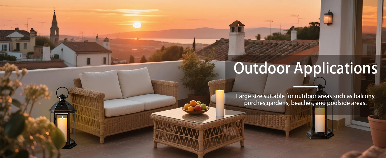 Image of Large Outdoor Flameless Candles, 5 inchx14 inch Battery Operated Electric Flickering Fake Candles with Remote, Waterproof Plastic Pillar Candles for Porch Lanterns Patio Decor (Ivory White, Set of 2)