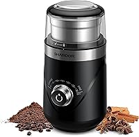 SHARDOR Super Silent Electric Coffee Grinder - Adjustable Coarse to Fine Timed Knob, Removable Bowl for Beans, Spices, Herbs - Black