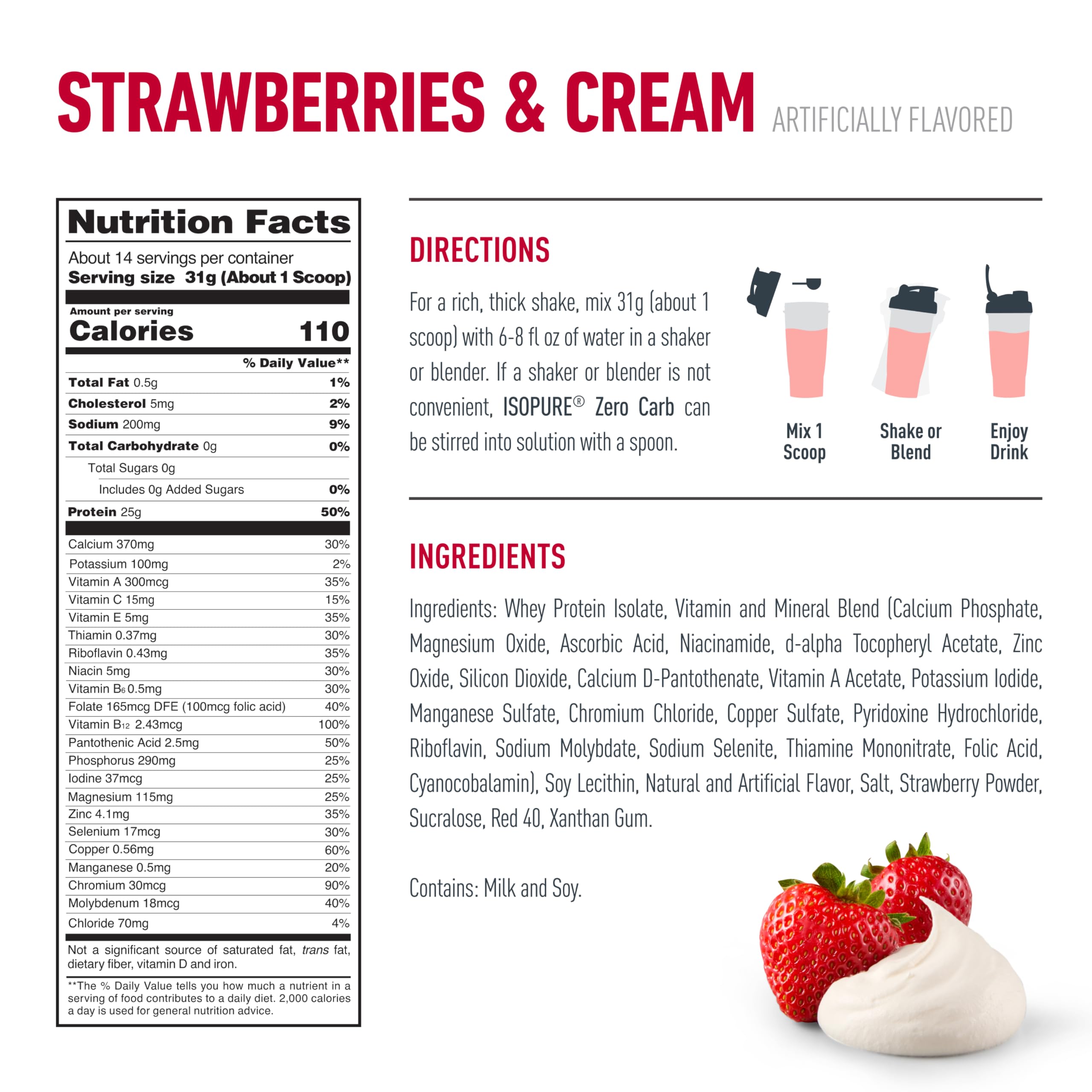 Isopure Zero Carb Whey Isolate Protein Powder, Strawberries & Cream 1 LB — Amazon image 9