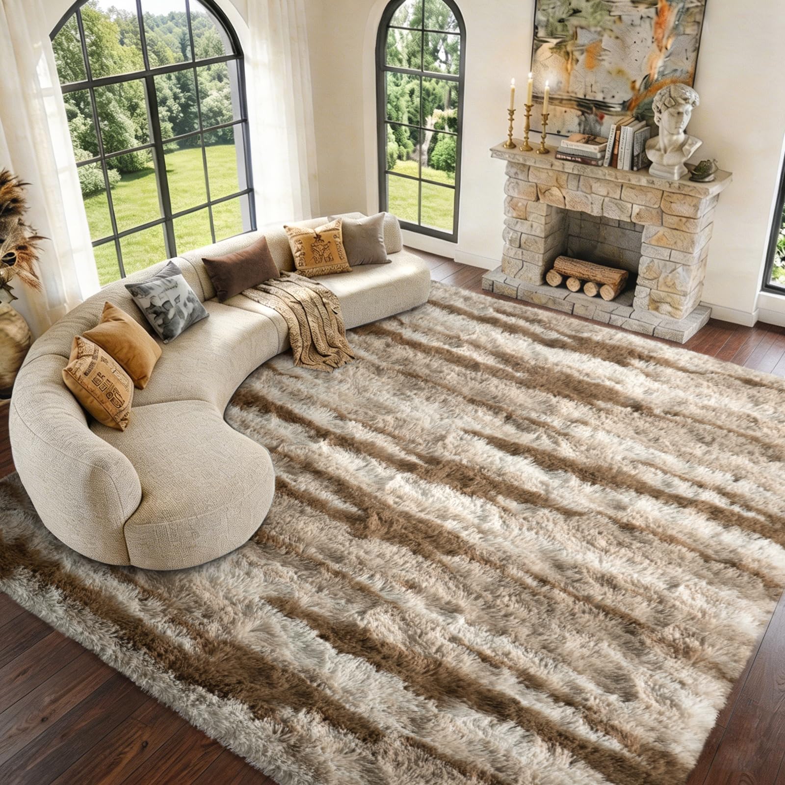 Photo 1 of simpWalnut 9'x12' Fluffy Area Rug