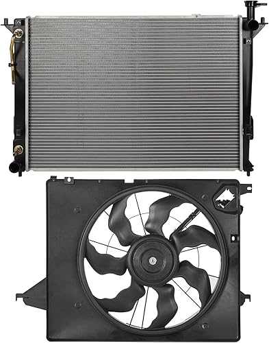 SCITOO Ventilador de refrigeración 620-463 + radiador 13194 apto para Hyundai 2013-2017 para Hyundai para Santa Fe 2014 2017 para Hyundai para Santa