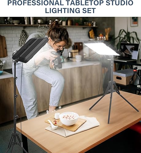 Miniatura 7 de Unicucp Paquete de 2 luces LED para fotografía de video con soporte de trípode de 62.99 pulgadas, 2500-8500K luces de estudio para transmisión en