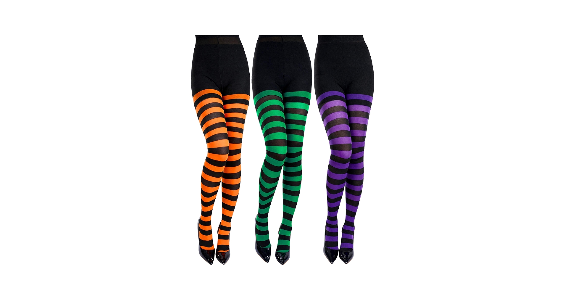 thumbnail image 2 of Oneant 3pcs Striped Adult Witch Tights Full Foot Striped Tights Halloween Costumes For Halloween Masquerade Party (3 Styles 2 of 11