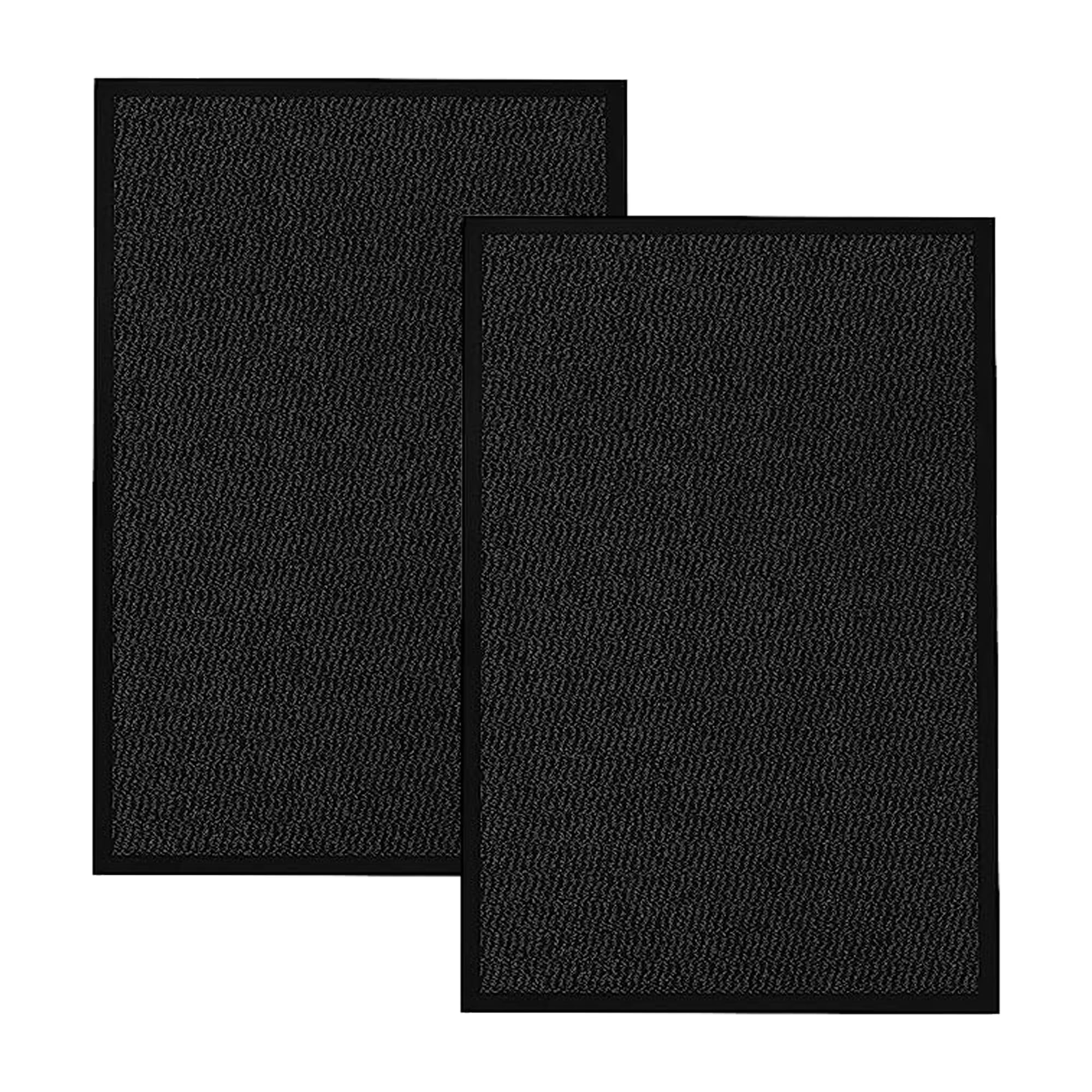 KAV Non-Slip Washable Door Mat Dirt Trapper - Durable Indoor & Outdoor Doormat - Absorbent Entryway Mat for Home, Kitchen & Bathroom - Black, 40cm x 60cm - Pack of 2 โ image 1