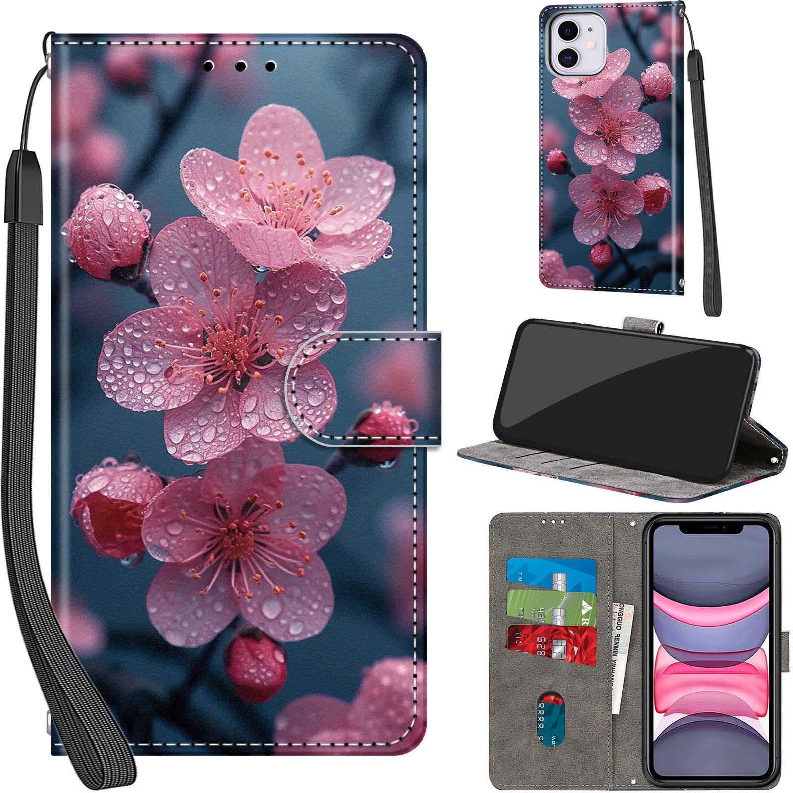 PHINIENLAND For IPhone 11 Leather Wallet Case,Flip Protective Book Cover With Card Holder,Stand Wrist Strap Magnetic Flip Cover Compatible With For - View #8