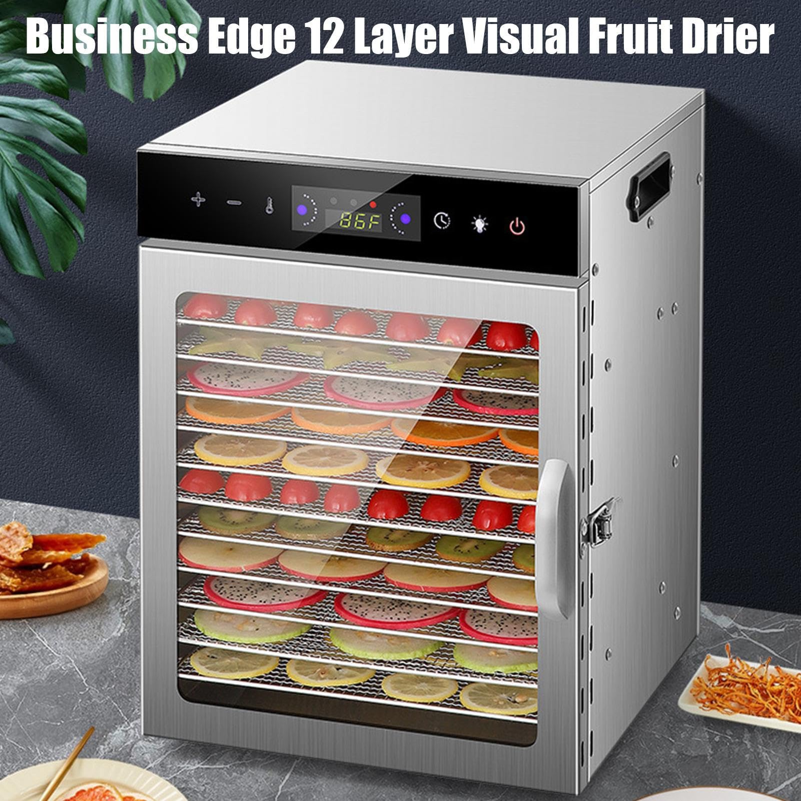 Fruit Dehydrator Machine,12 Trays Fruit Dryer Dehydrated Machine | Multifunctional Electric Food Preserver for Meat, Nuts, Yogurt, Flowers