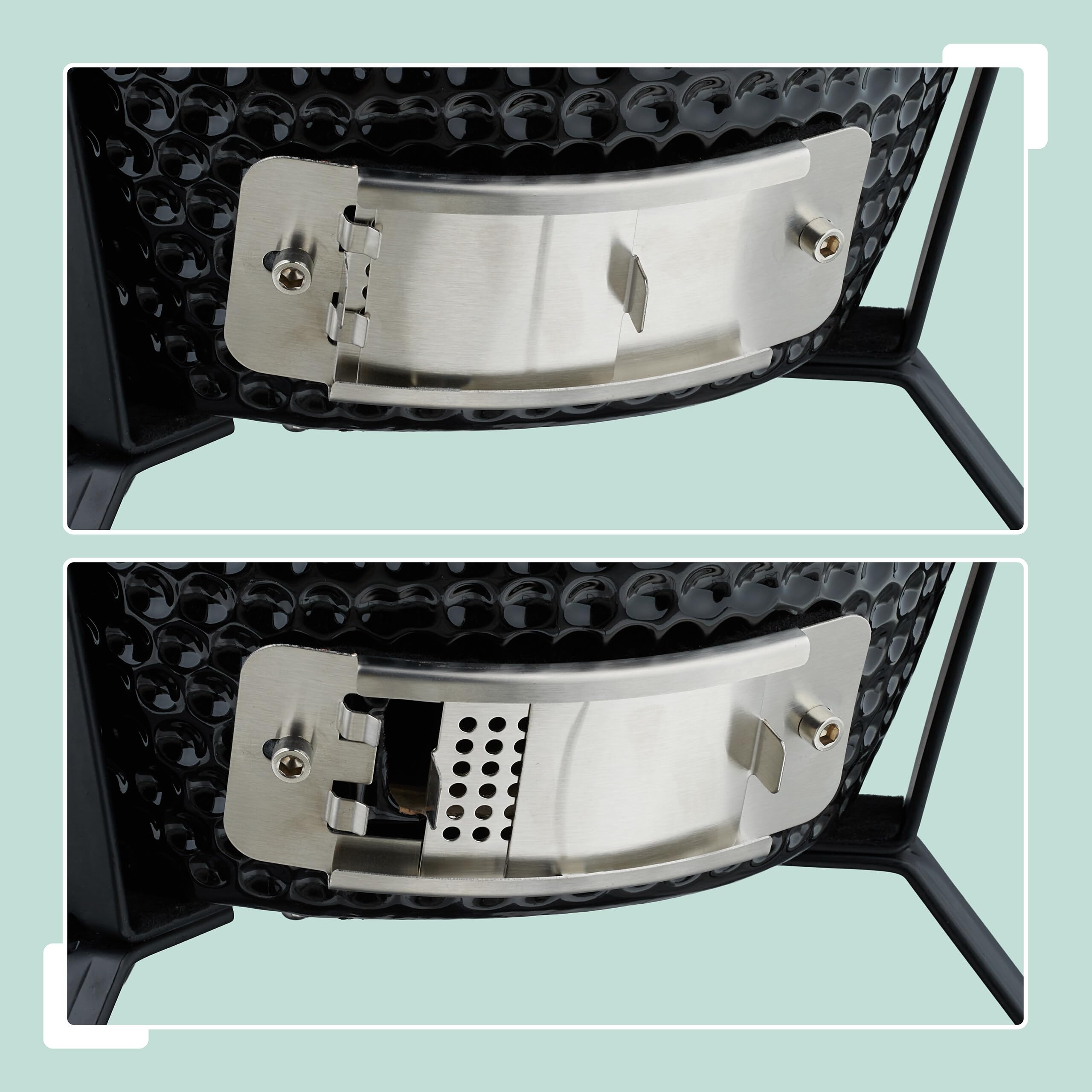 Relaxdays Barbecue a Carbonella Stile Kamado, Griglia Ø 26 cm in Ceramica, BBQ Carbone da Esterno Termometro 450°C, Nero