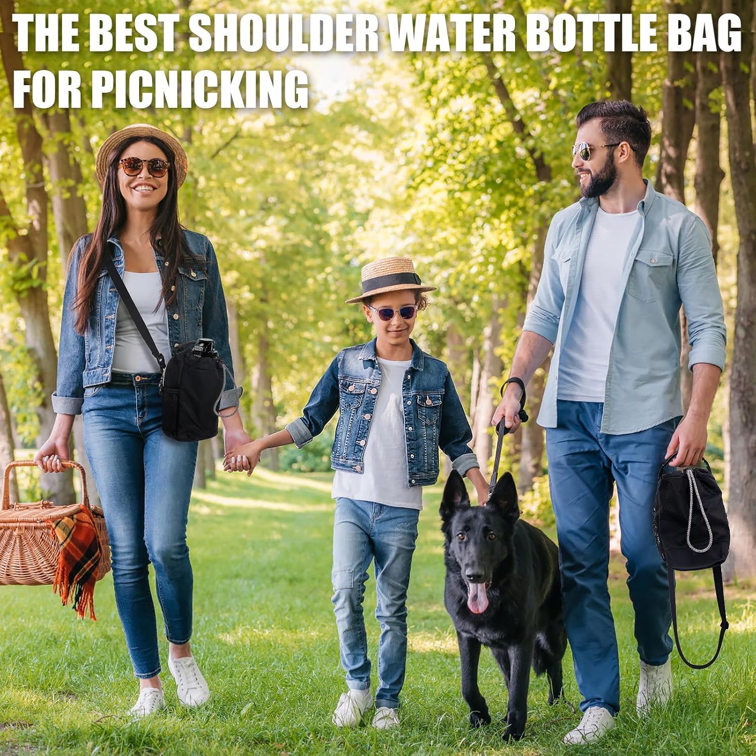 Waterproof Crossbody Bag with Water Bottle Carrier Holder Shoulder Sling Pouch Handle Travel Hiking Daypack