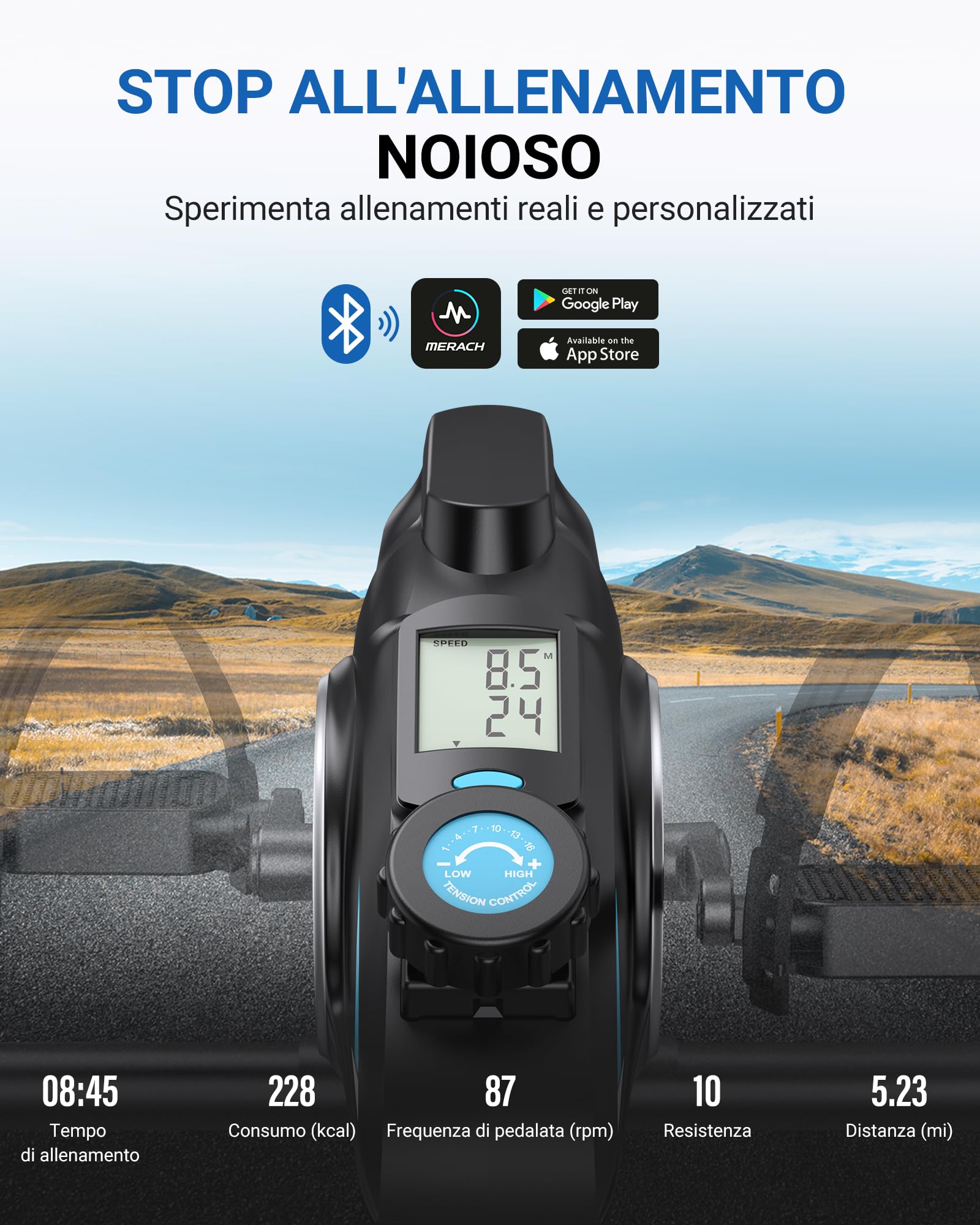 MERACH Cyclette da Seduti, Pedaliera Trainer per Gambe per Casa, Mini Cyclette con 2 Fasce di Resistenza e Tappetino Antiscivolo, Dispositivo Fitness per Home Trainer per Ufficio a Casa, Salvaspazio