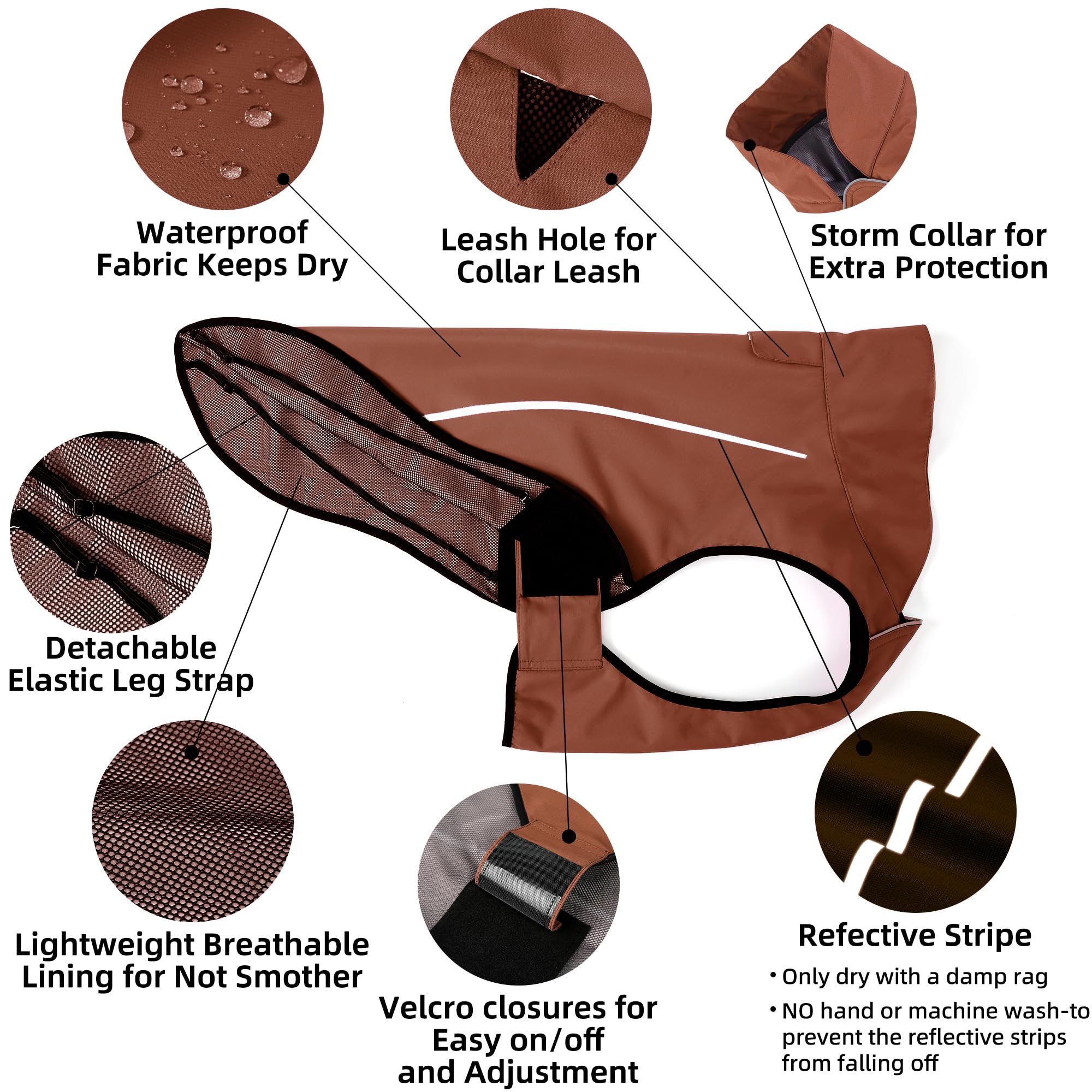 Mile High Life | Cappotto Cane Antipioggia | Impermeabile e Regolabile | Leggero e Catarifrangente | Facile da Indossare (Marrone, XXS)