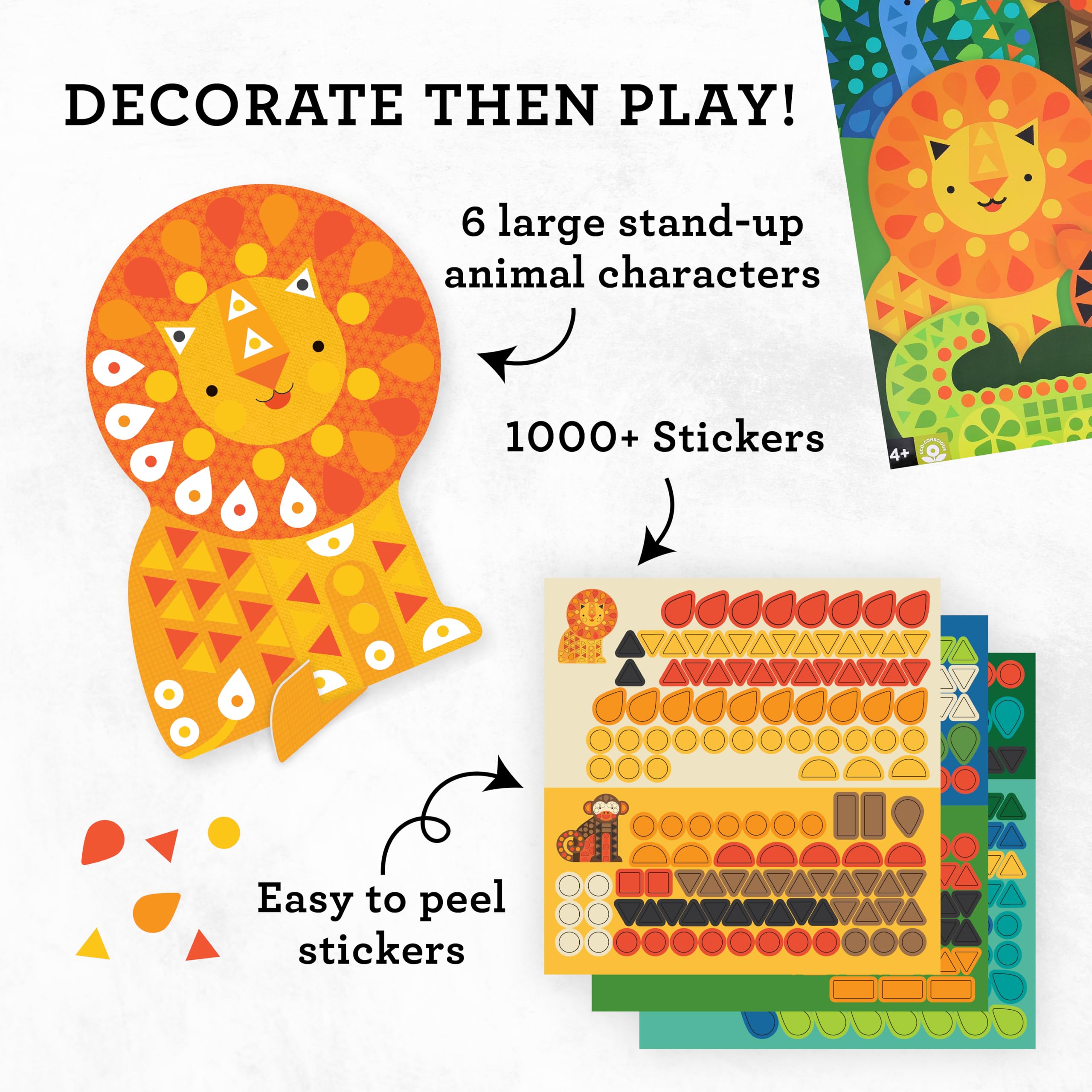 Petit Collage Mosaic Sticker Activity: Animal Friends, Craft Kit, 9.45 x 0.31 x 12.56 inches - Image 2
