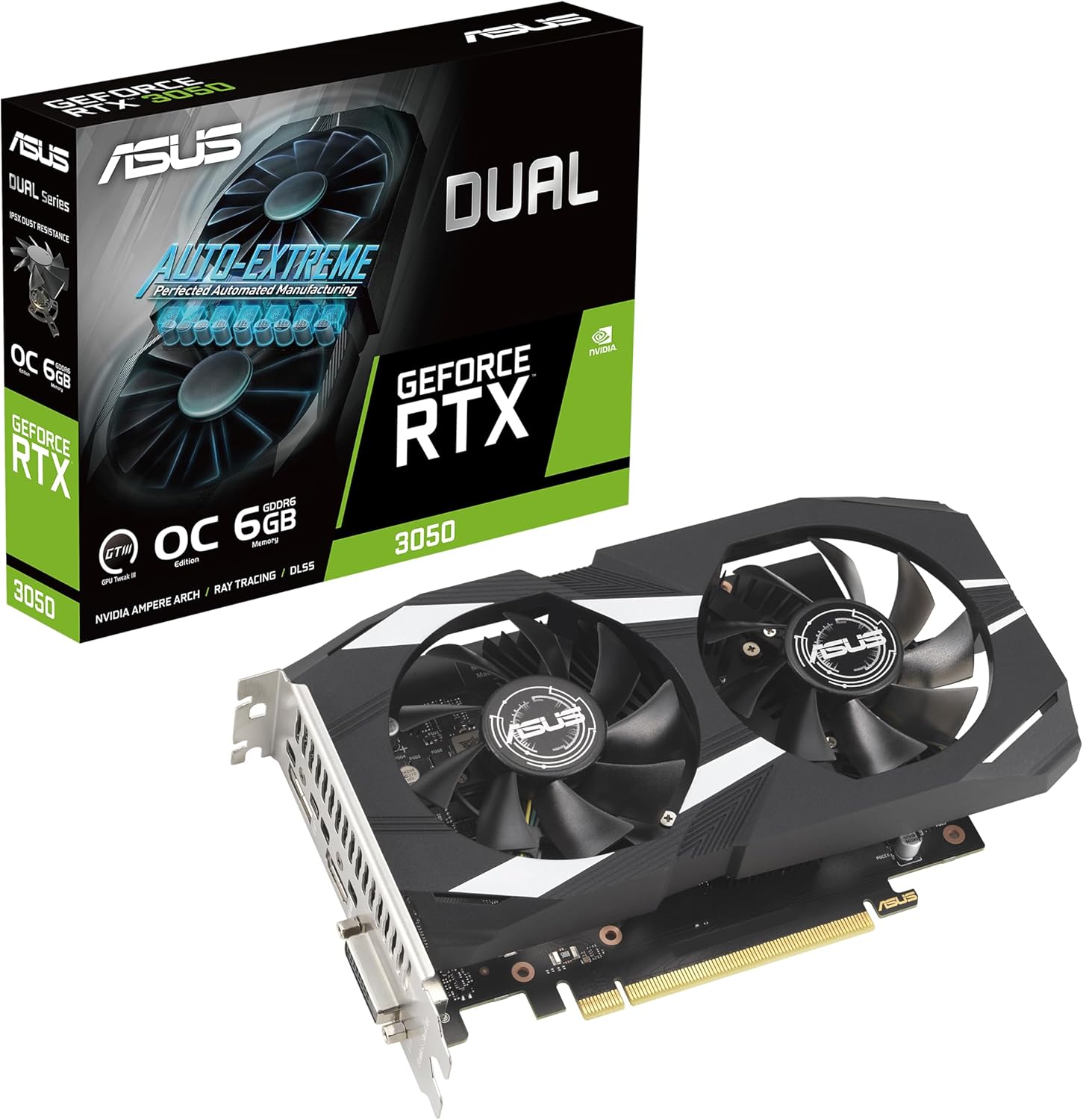 ASUS Dual NVIDIA GeForce RTX 3050 6GB OC Edition Gaming Graphics Card - PCIe 4.0