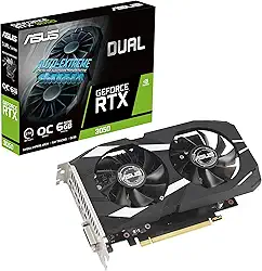 ASUS Placa gráfica dupla NVIDIA GeForce RTX 3050 6GB OC Edition Gaming - PCIe 4.0, 6GB de memória GDDR6, HDMI 2.1, DisplayPort 1.4a, design de 2 compartimentos, design de ventilador Axial-Tech,