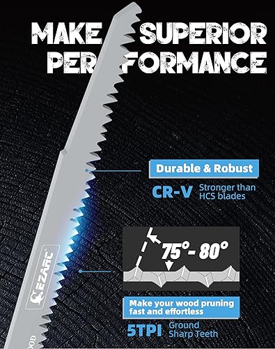 Miniatura 2 de EZARC Juego de hojas de sierra recíproca de 12 piezas, hojas de sierra para cortar madera, hojas de sierra de poda afiladas