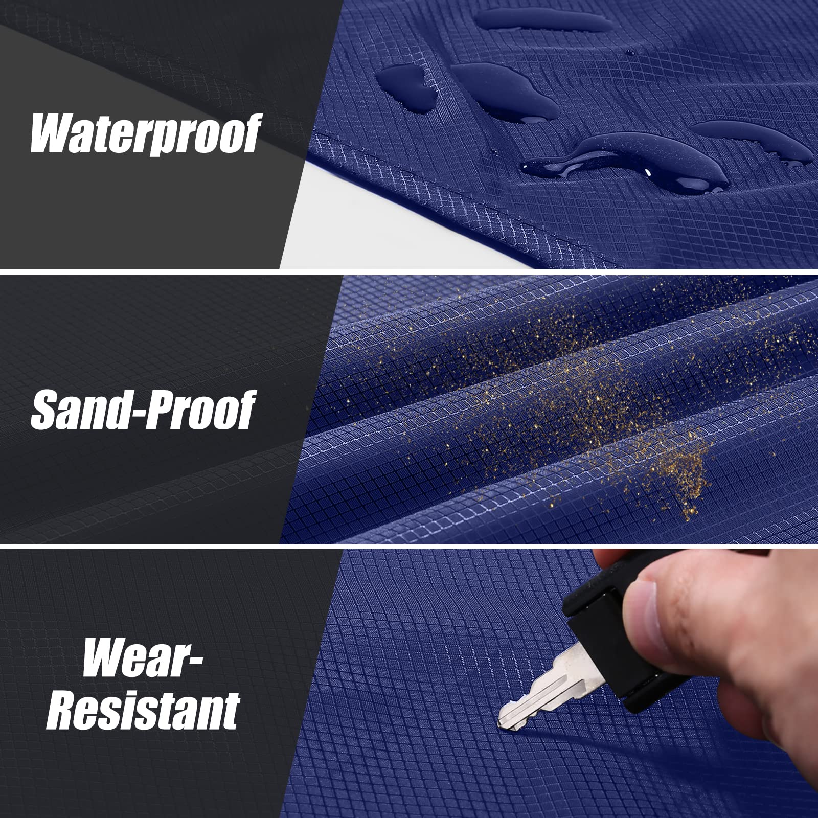 Odoland Tapis de Plage, Couverture de Plage en Nano, Imperméable Leséclaboussures, Tapis de Pique-Nique Anti Sable, 160 * 180cm, Portable Léger pour Camping, Picnic, Voyage ect (Bleu Foncé) - 3