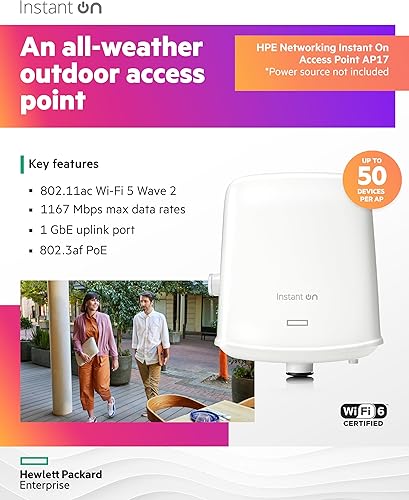 Miniatura 3 de Punto de acceso inalámbrico HPE Networking AP17 2x2 WiFi 5 para exteriores | Fuente de alimentación no incluida | Modelo de EE. UU. (R2X10A)