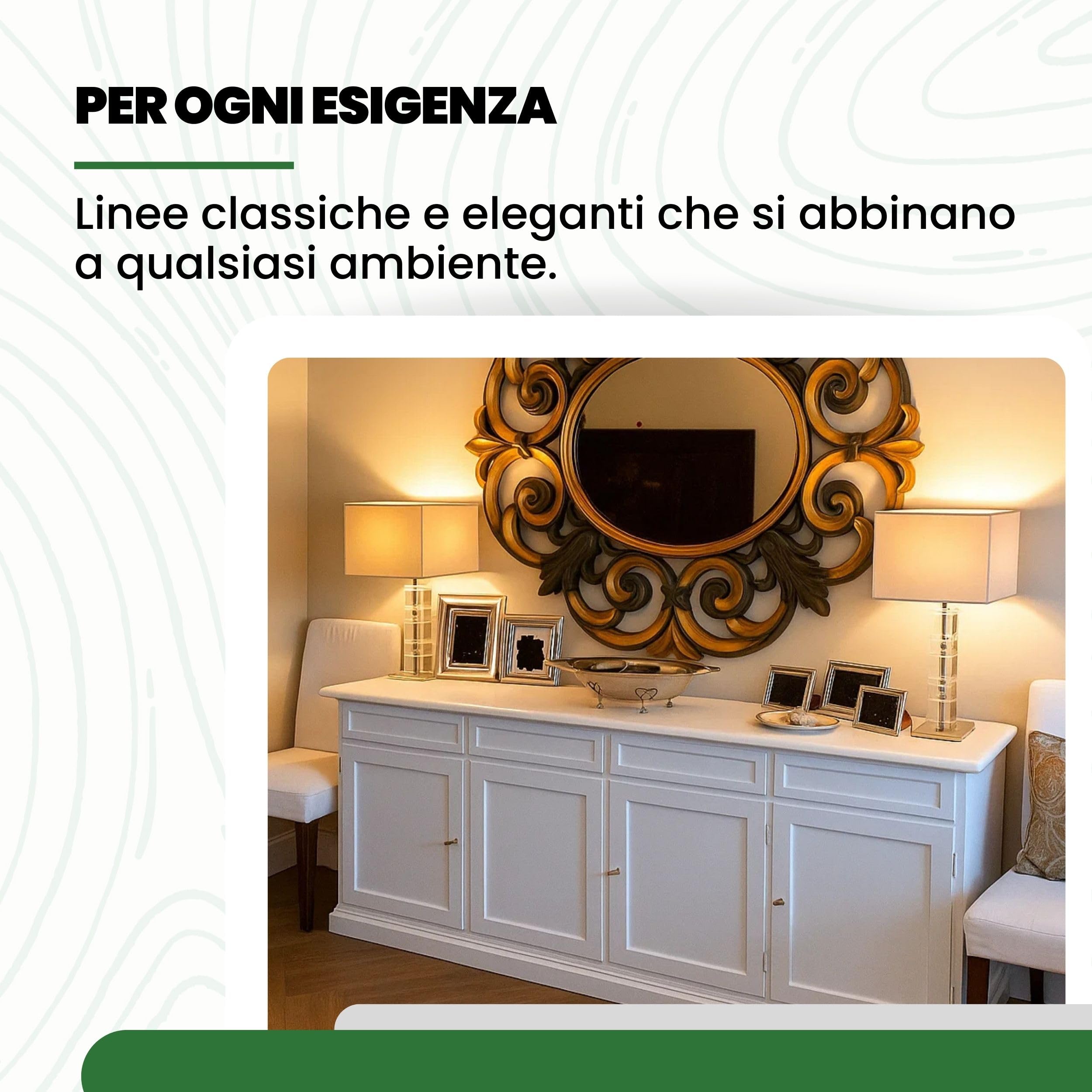 Mar.c.a. Design - Credenza Arte Povera in Legno 205x42x86 cm con 4 Ante e 4 Cassetti - Madia Legno Made in Italy