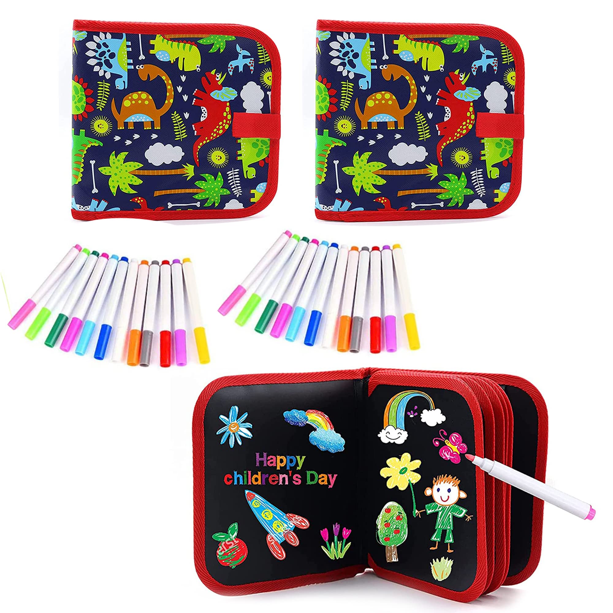 MANOGYAM Kids Erasable Doodle Book | Art Book | Drawing Book | Reusable Drawing Pads with 12 Watercolor Pens | Portable Drawing Toy Books Gifts for Kids (2Pc Sky Blue) (B0C3W1GZR5) Amazon Price History, Amazon Price Tracker