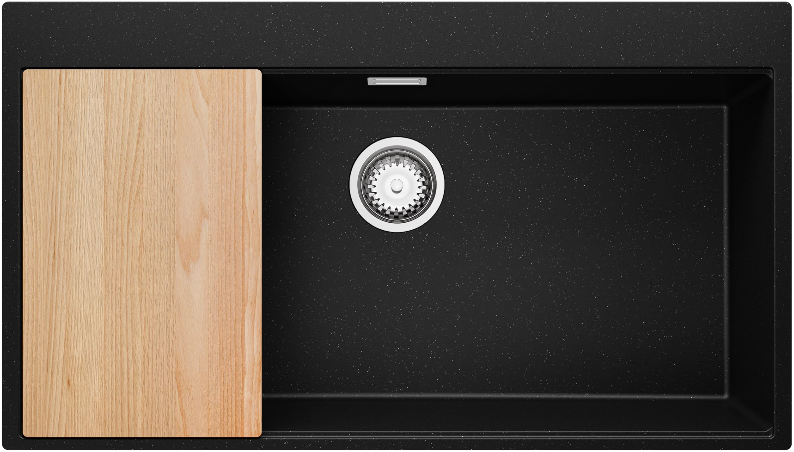 PRIMAGRAN Evier Cuisine en Granit au Meuble 90cm + Kit de Vidage, 88x50cm