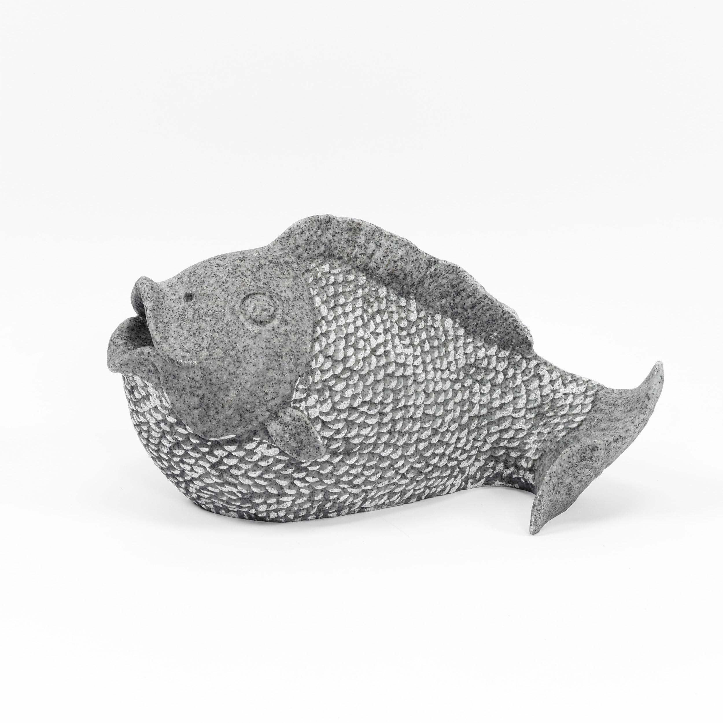 Esotec Solar Wasserspeier Komplettset, Fisch im Natursteindesign, Wasserspiel für Gartenteich, Vogeltränke, Vogelbad, Gartenbrunnen mit Solarpumpe 101665