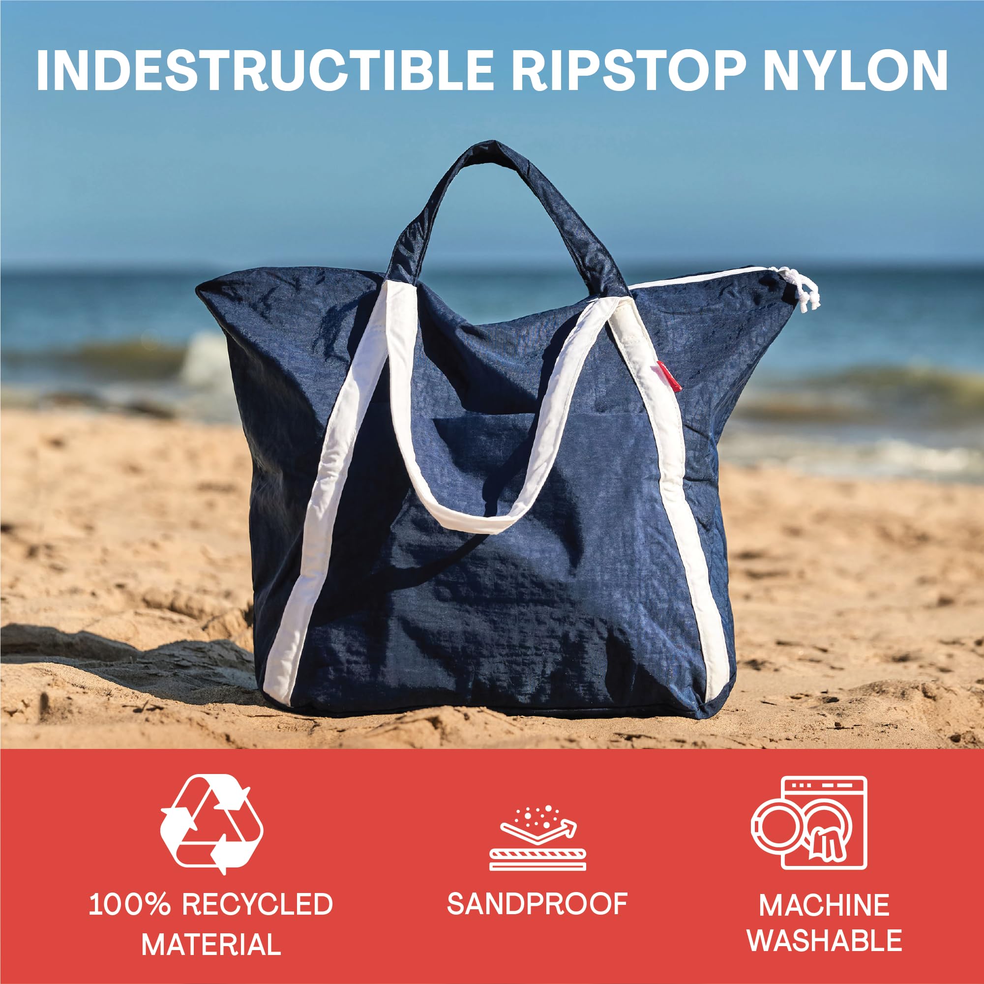 Bodysurf Beach Bags Waterproof Sandproof, Packable Beach Bag, Waterproof Beach bag, Beach Bag with Zipper, Beach Tote Bag