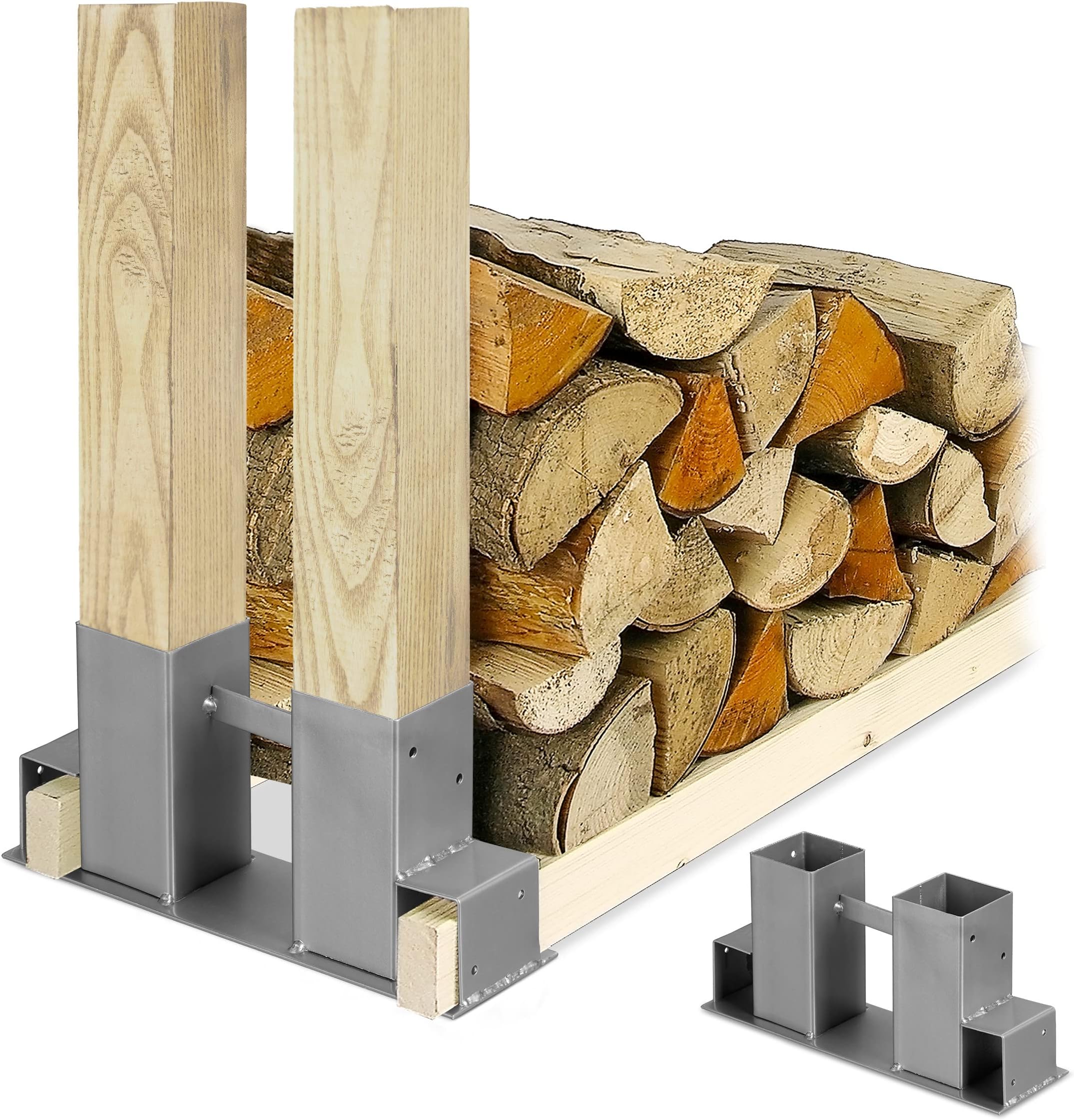 4x Holzstapelhilfe Feuerverzinkt Stapelhilfe Holzstapelhalter Brennholz
