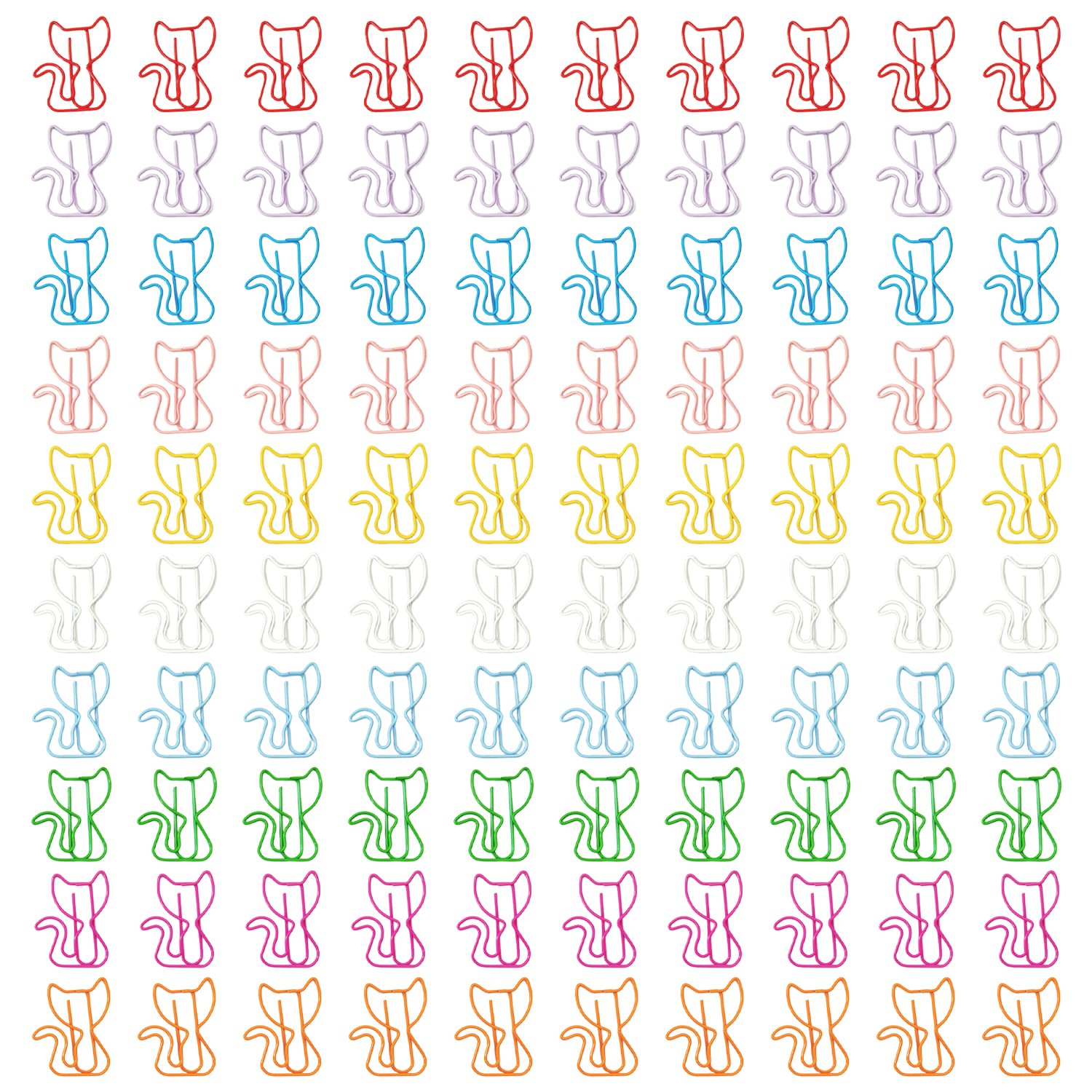 GDFHBD 100 Pieces Of Paper Clips, Creative Color Cat Shape, Anti-Rust, Wear-Resistant And Not Easy To Deform, File Classification Fixing Clip, Book Page Marking Decorative Bookmarks.