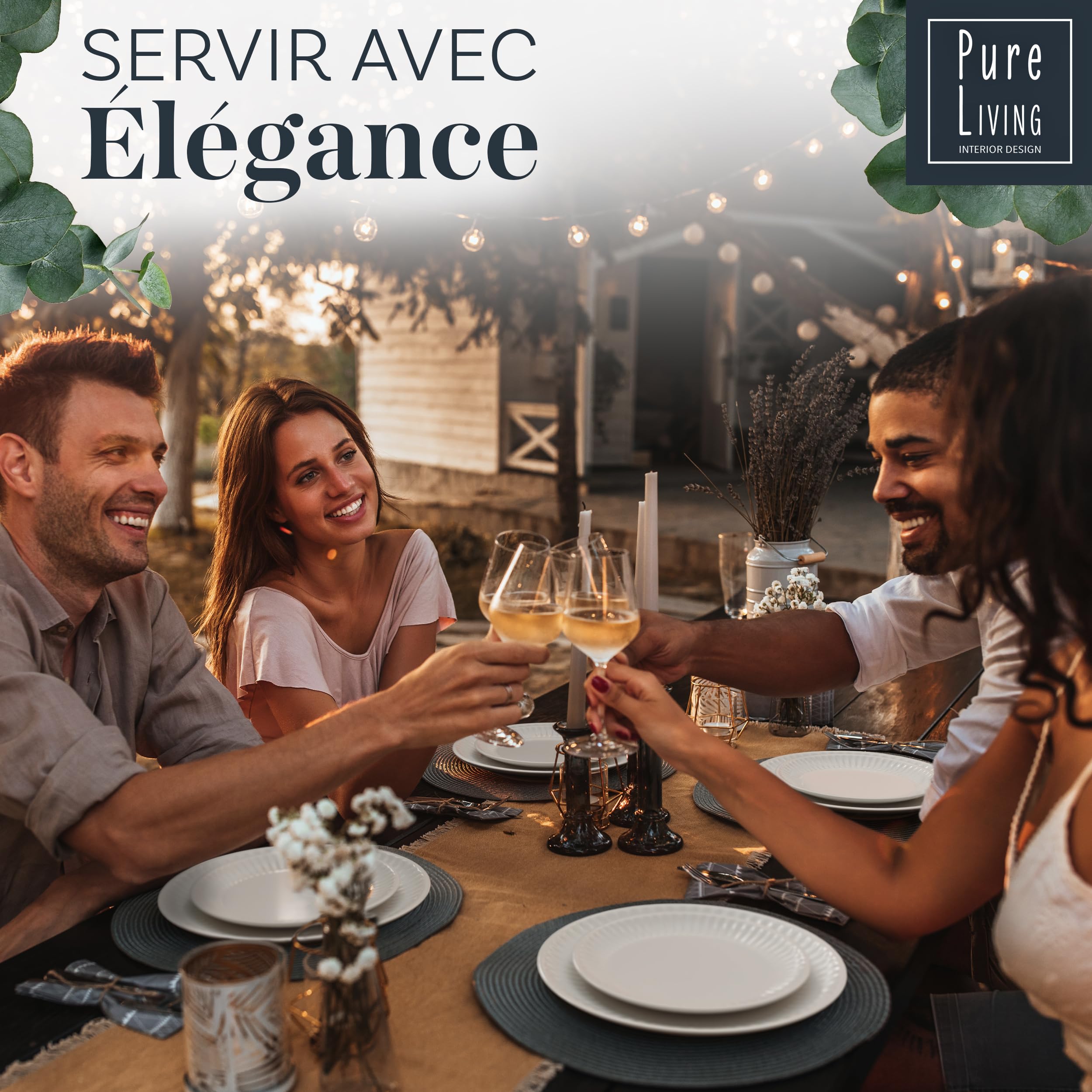 Hygge 12-częściowy zestaw naczyń z kamionki, zwycięzca testu, fantastyczny skandynawski zestaw naczyń z kamionki, zestaw misek i talerzy, serwis stołowy dla 4 osób, zestawy naczyń Pure Living w
