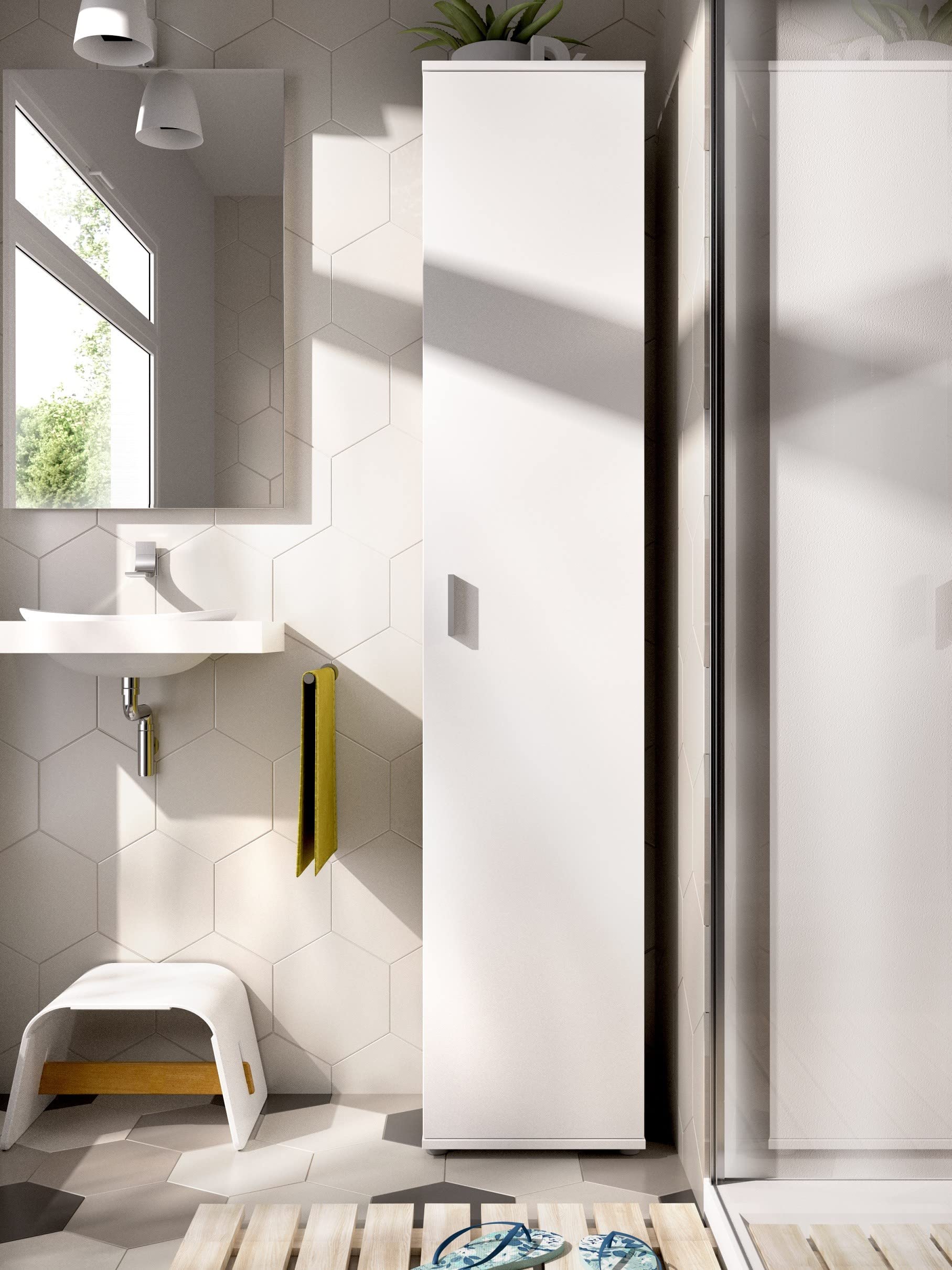Armadio Multiuso 39x190H cm Adam Bianco Opaco con un'anta - Bianco