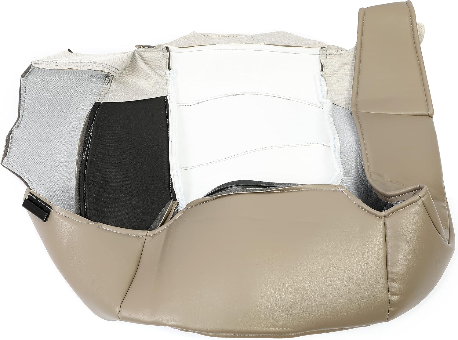 KUAFU Driver Bottom Seat Cover Vinyl Artificial Leather Beige Compatible with 2003-2006 Ford Expedition Eddie Bauer 4x4 2WD 4.6L 5.4L Left Seat Cushion Protector