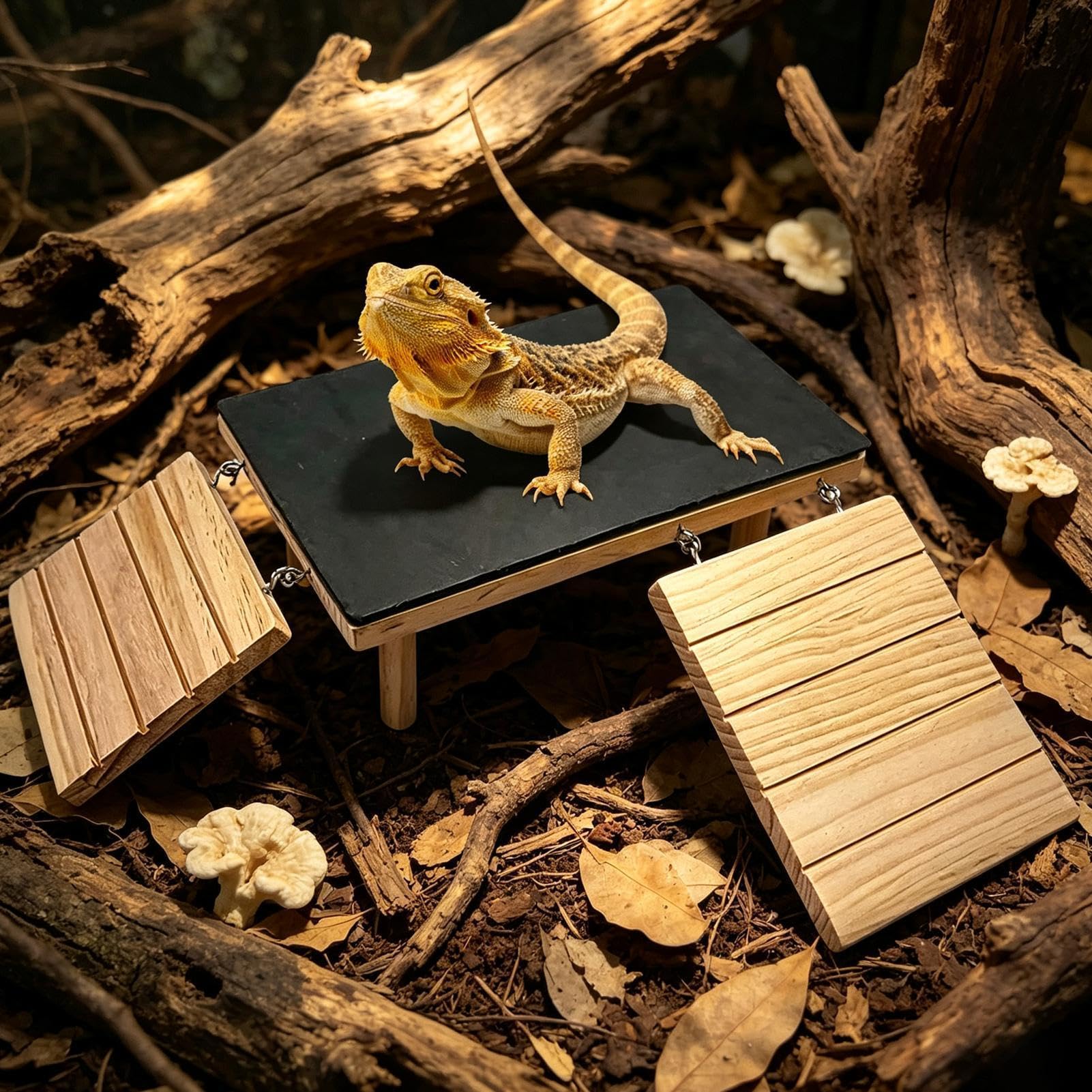 Terrarium z gadami Platforma do opalania Łatwa instalacja płaska