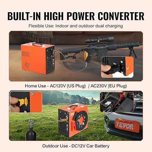 Miniatura 4 de VEVOR Compresor de aire PCP, compresor de pistola de aire PCP portátil de 4500 PSI30 Mpa, sistema de refrigeración de agua y ventilador integrado,