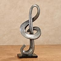 Vista 2 de Touch of Class Tandie Treble Clef - Escultura de mesa de música, acabado plata/negro, nota musical estética, diseño dimensional, decoración
