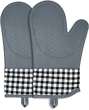 Professional Oven Gloves, High Temperature Oven Glove, Silicone Kitchen Pot Holders for Roasting, Baking, Grilling, Baking (30 cm)