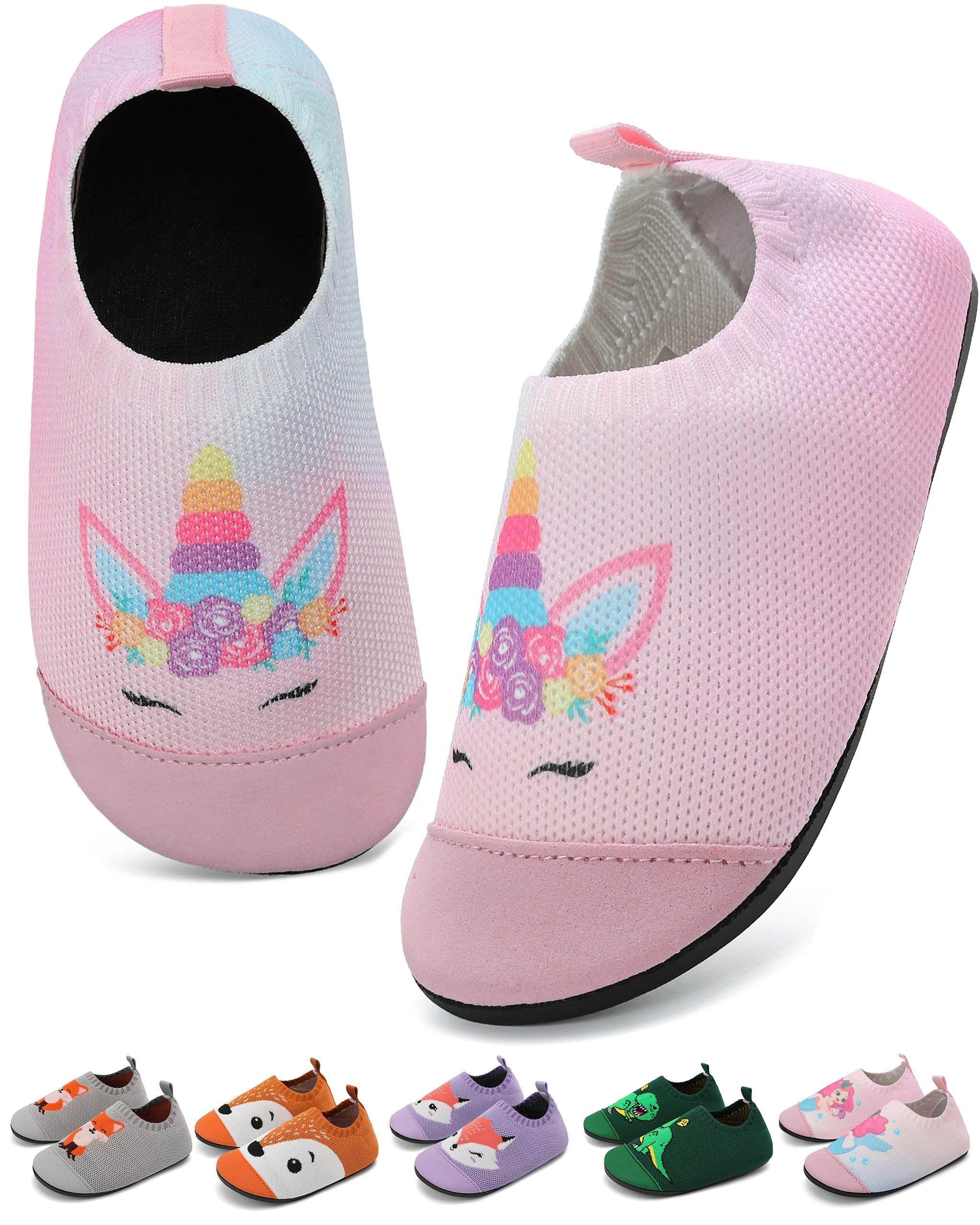 BARFULKER Hausschuhe Kinder Mädchen Junge Kindergarten Slippers,Gr.20-33 | Atmungsaktive Barfußschuhe,Rutschfest Pantoffeln,Flexibel Lauflernschuhe Hüttenschuhe für Kita und Zuhause