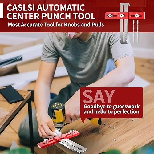 Miniatura 6 de Plantilla de hardware para gabinete, herramienta de plantilla ajustable para pomos, manijas y tiradores, localizador de punzón centrado automático,