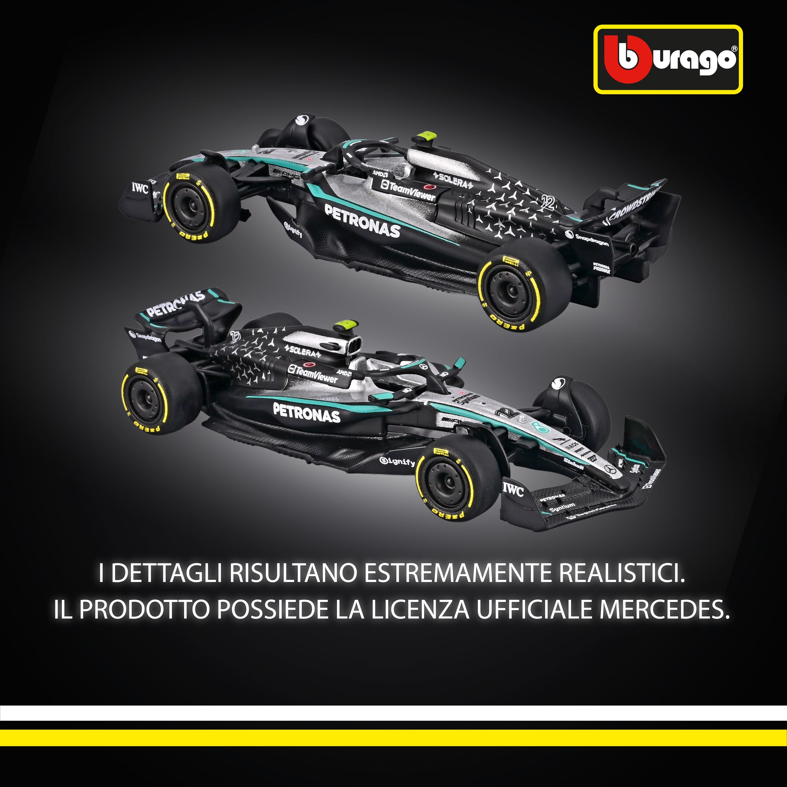 Bburago F1 Mercedes-AMG W16 2025 #12 Antonelli Diecast Model 1:64 Replica Monoposto Formula 1
