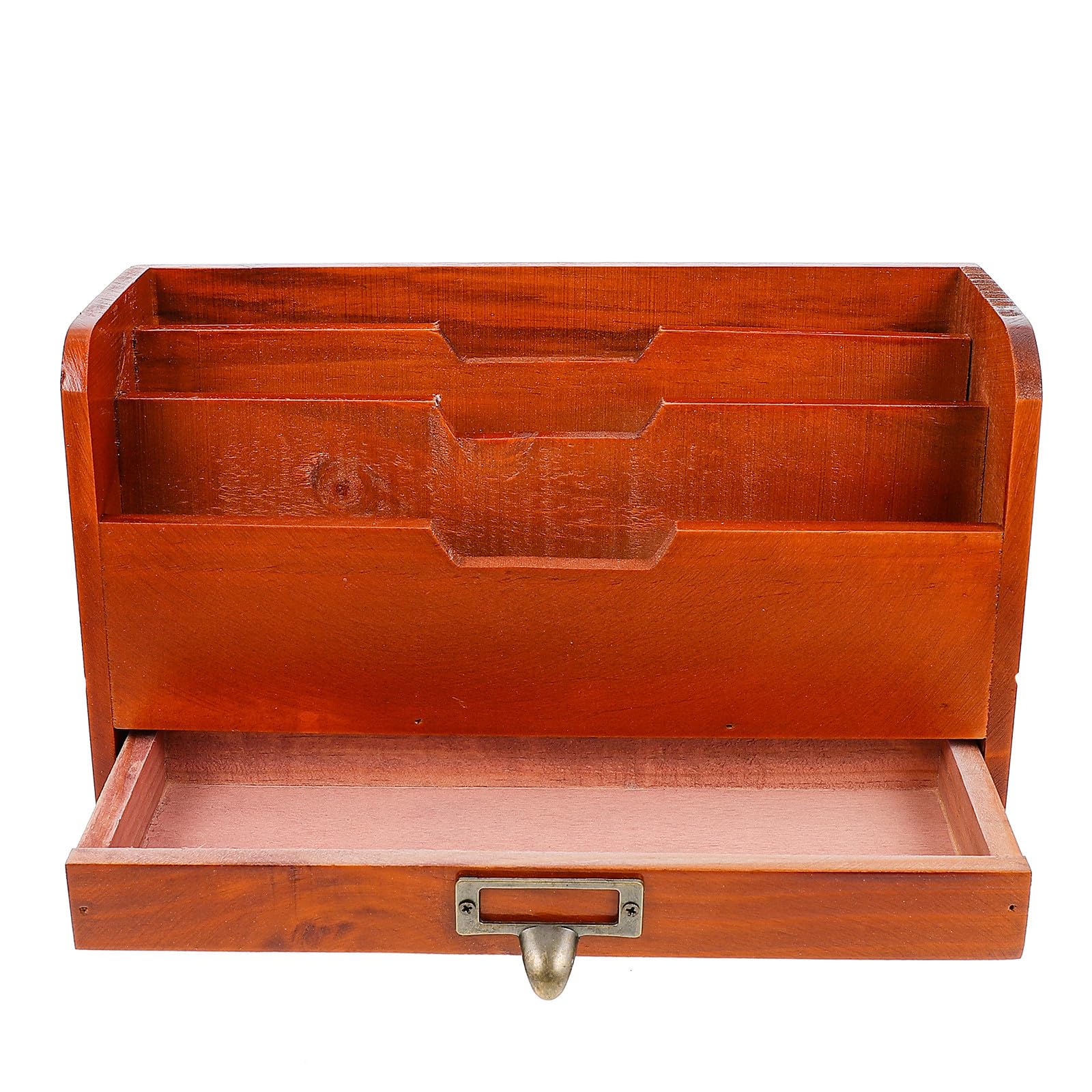 Boîte de rangement bois vintage avec tiroir pour organiser un bureau de maison